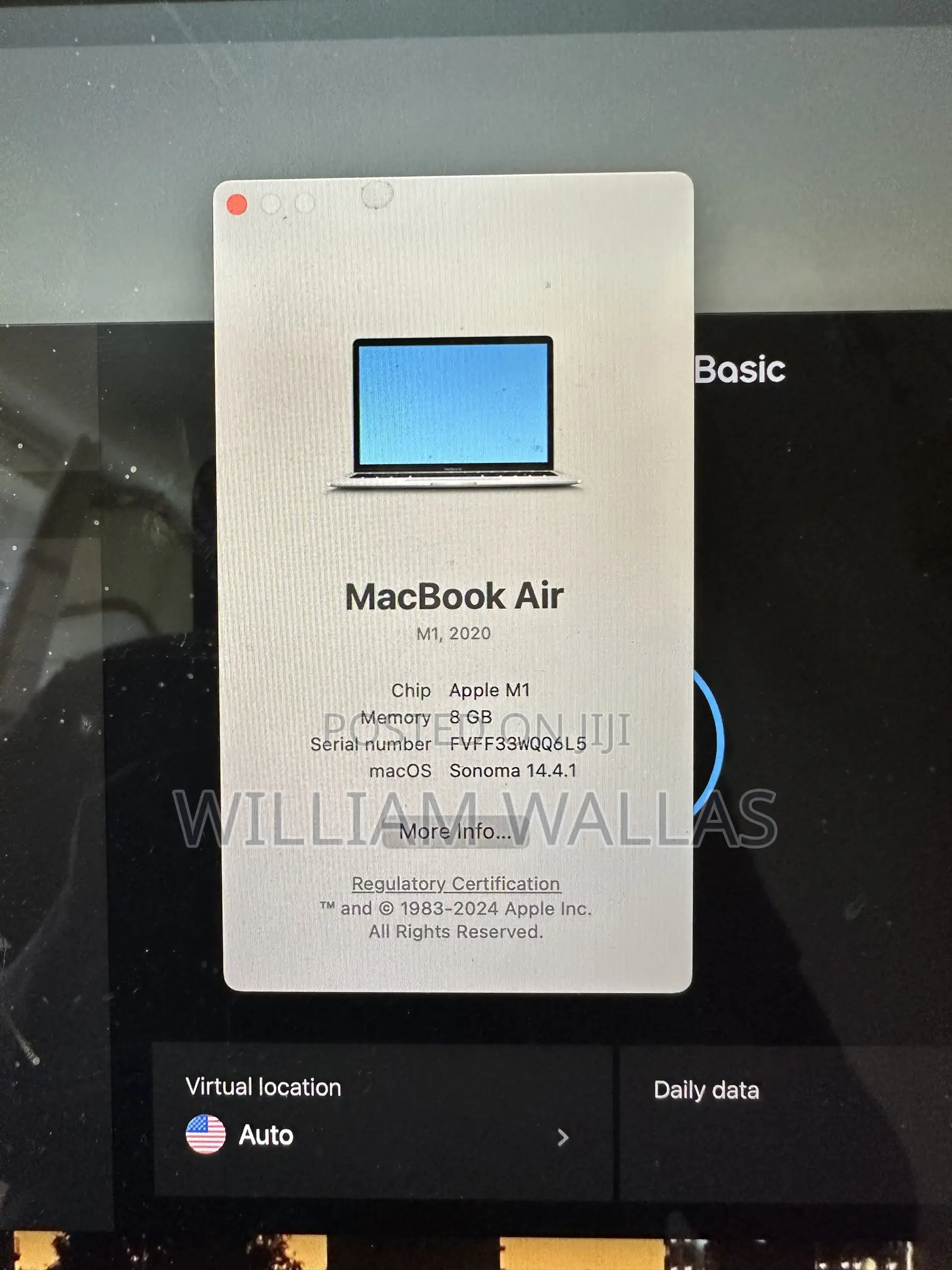 Laptop Apple MacBook Air 2020 M1 8GB Apple M1 SSD 512GB