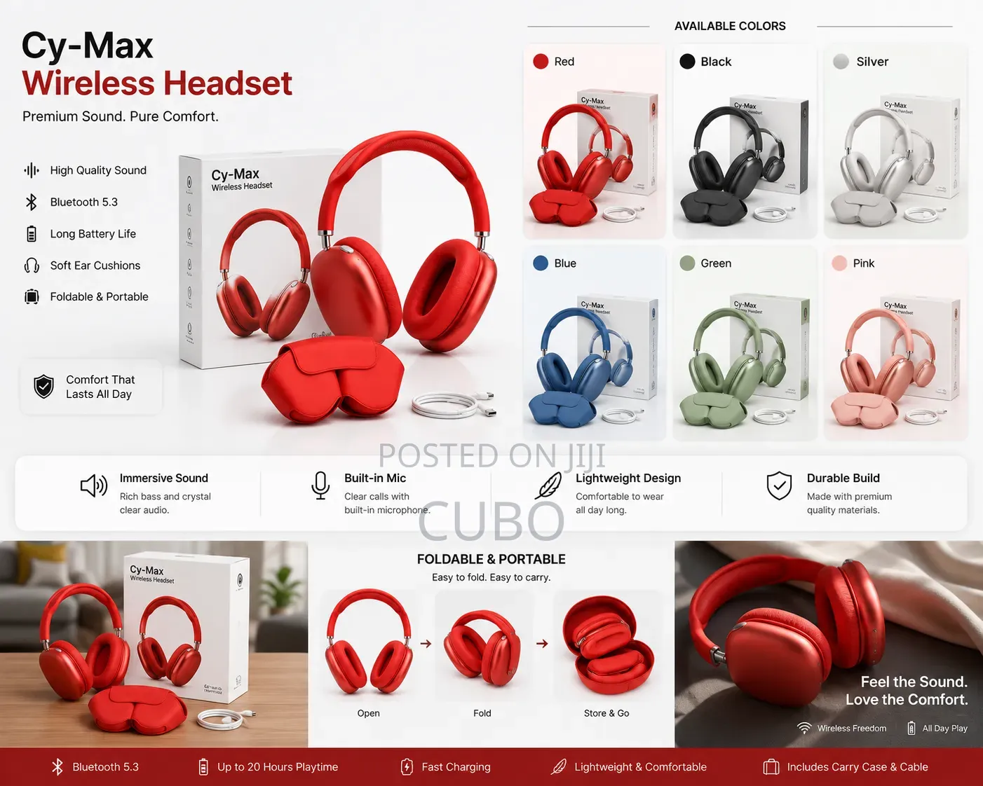 Cy-Max Wireless Headset – Premium Sound | Bluetooth 5.3