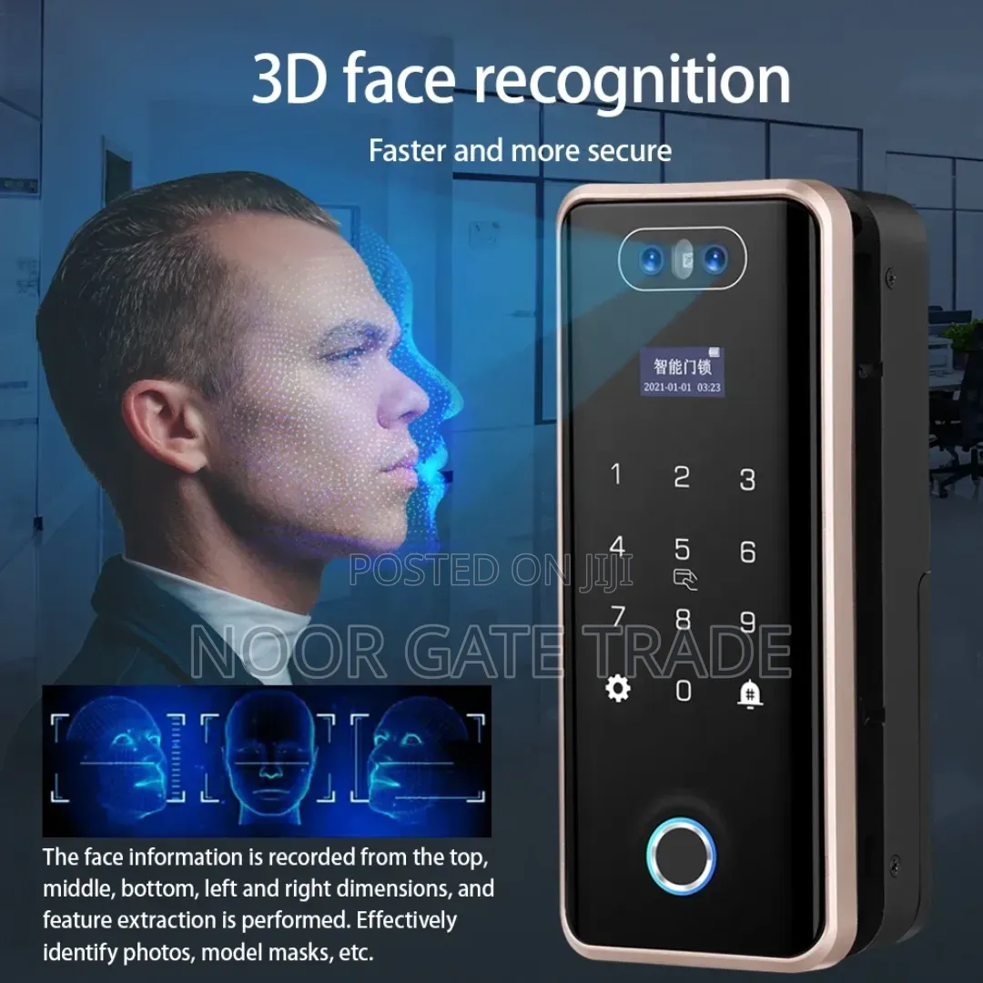 Smart Glass Door Lock – Face Recognition Fingerprint Wifi Tuya