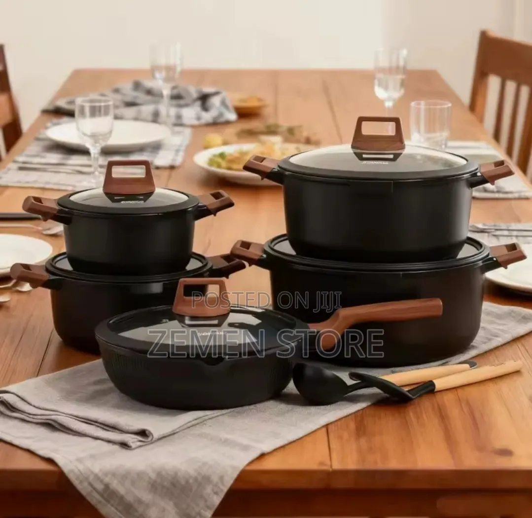 Bakhschie 10 Pcs Granite Cookware Set የማይዝ የማይመነችክ የድስት ስብስብ