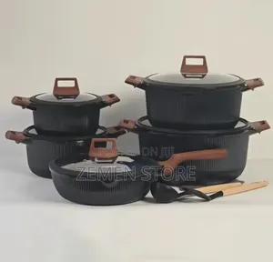 Bakhschie 10 Pcs Granite Cookware Set የማይዝ የማይመነችክ የድስት ስብስብ