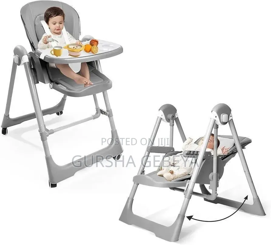 【5-in-1 High Chair Multifunction】 ከመመገቢያነት በተጨማሪ ዥዋዥዌ የሚሆን