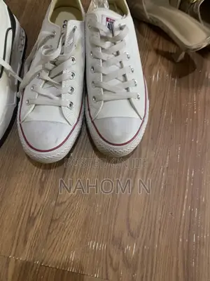 White and Black Low-Top Sneakers