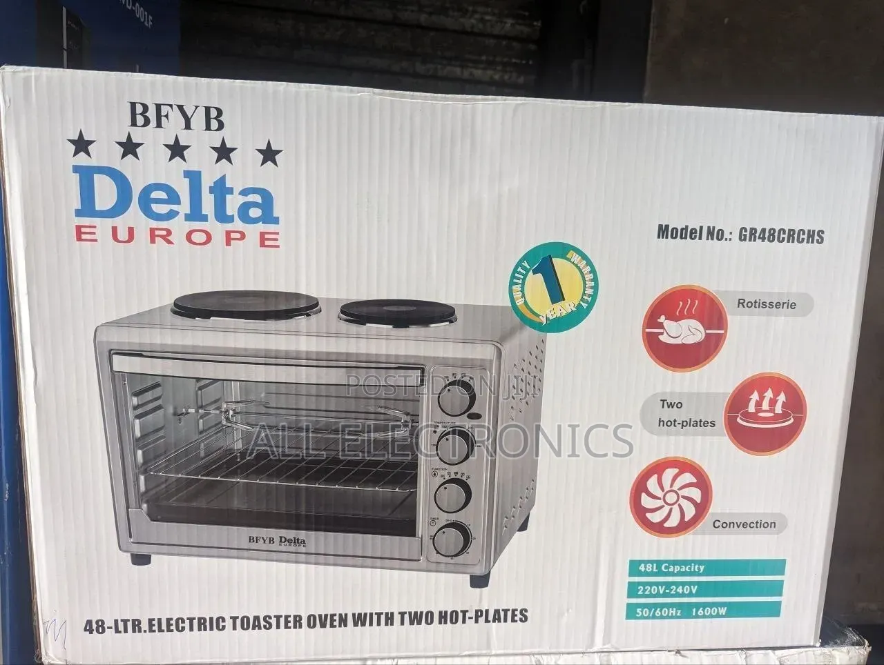 Delta 48-Litre Electric Toaster With Hot Plate Oven