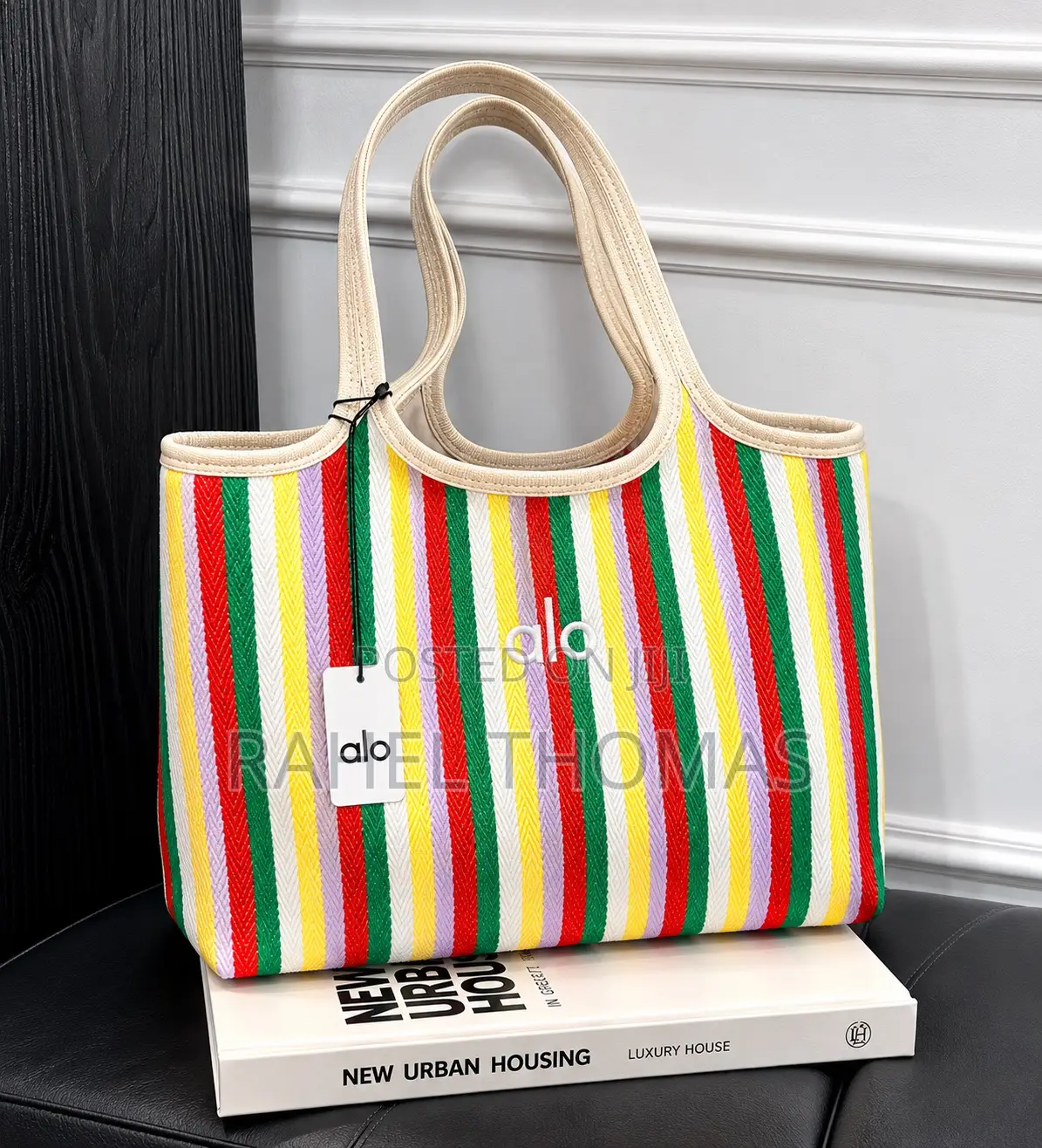Alo Colorful Striped Tote Bag – Trendy Spacious Everyday Bag