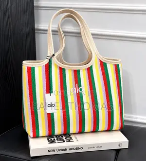 Alo Colorful Striped Tote Bag – Trendy Spacious Everyday Bag