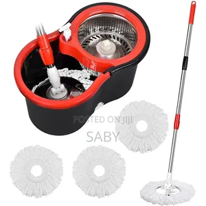 Black and Red 360-Degree Spin Mop