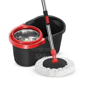 Black and Red 360-Degree Spin Mop