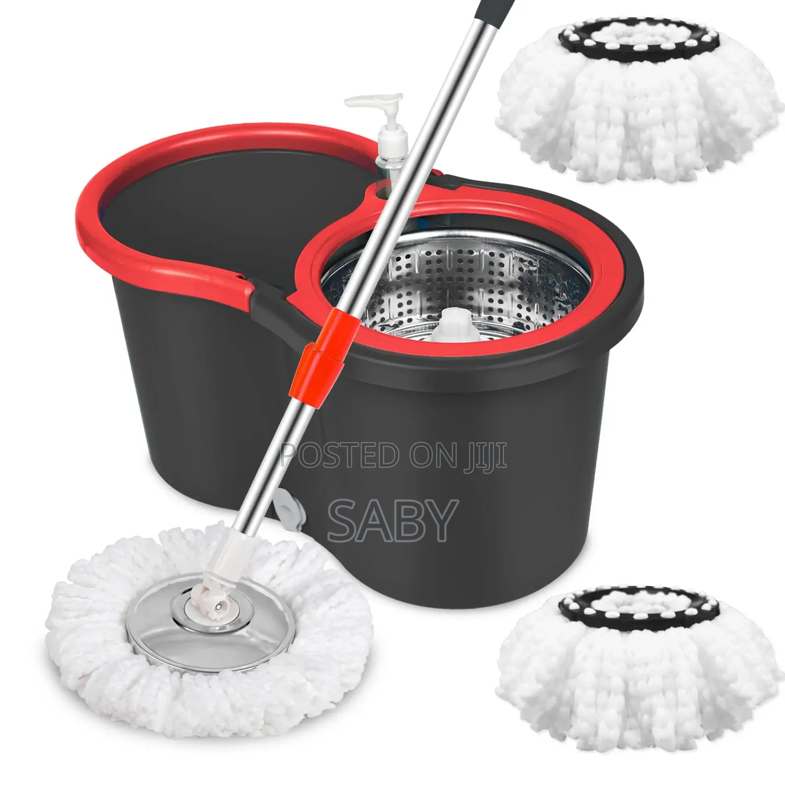 Black and Red 360-Degree Spin Mop