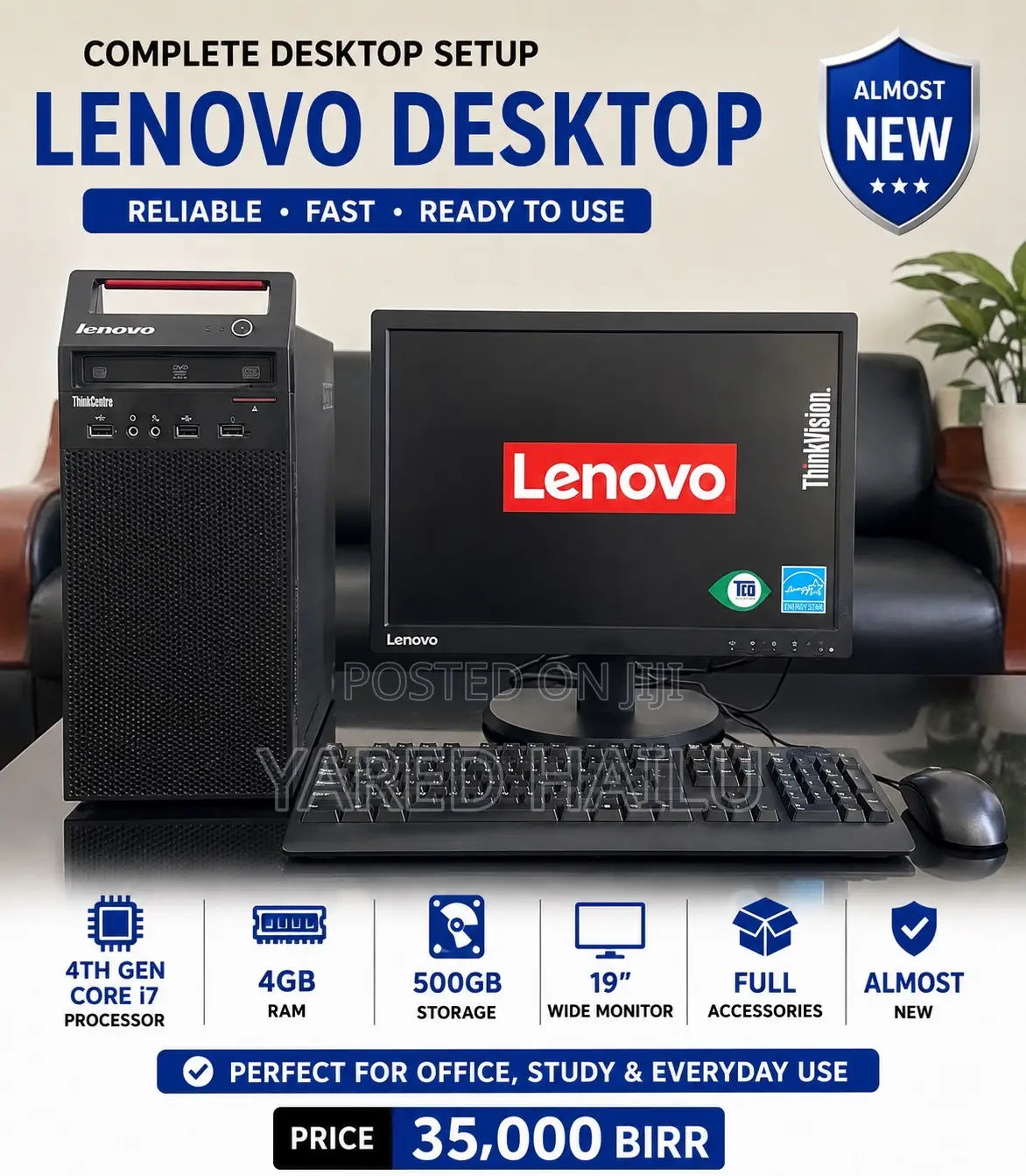 New Desktop Computer Lenovo ThinkCentre 24 4GB Intel Core i7 HDD 500GB
