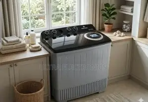 Westpoint 12kg Twin Tub Washing Machine With a Sleek Gray Body and A