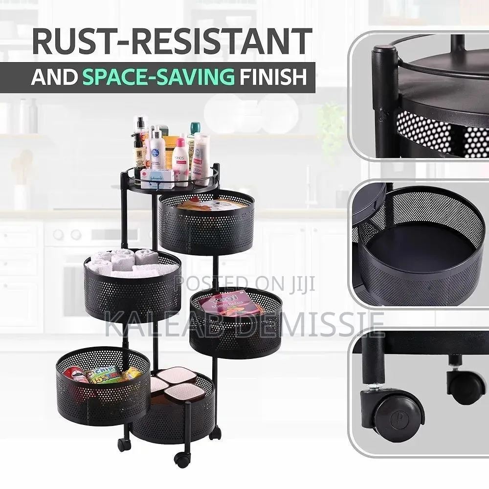 5 Layer Moveable Kitchen Storage Rack የአትክልትና የፍራፍሬ ማስቀመጫ