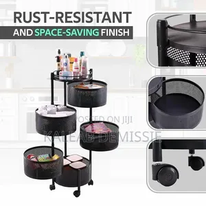 5 Layer Moveable Kitchen Storage Rack የአትክልትና የፍራፍሬ ማስቀመጫ