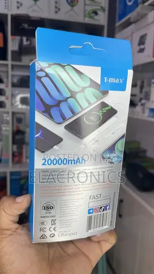20000mah Tmax Power Bank | 22.5w Fast Charge | Type-C iPhone Cables