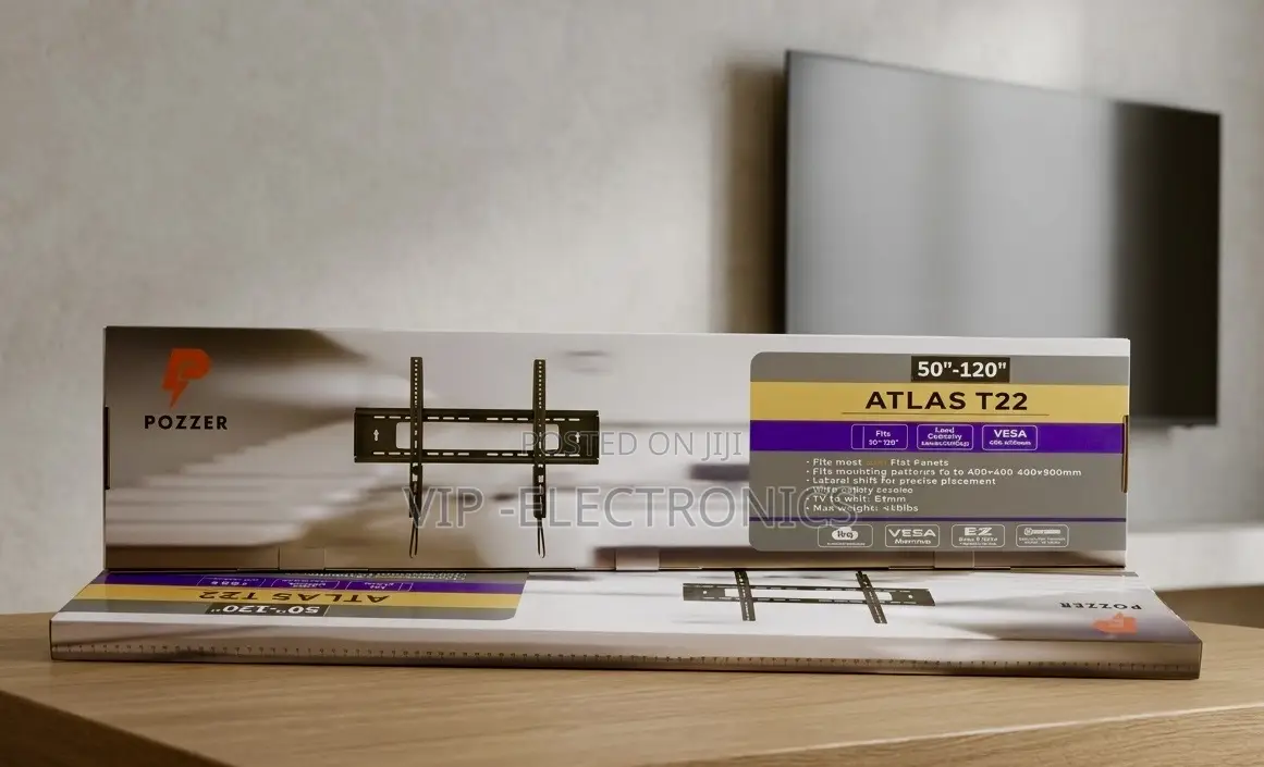 Pozzer Atlas T22 Heavy-Duty Tilt Tv Wall Mount (Fits 50"-120