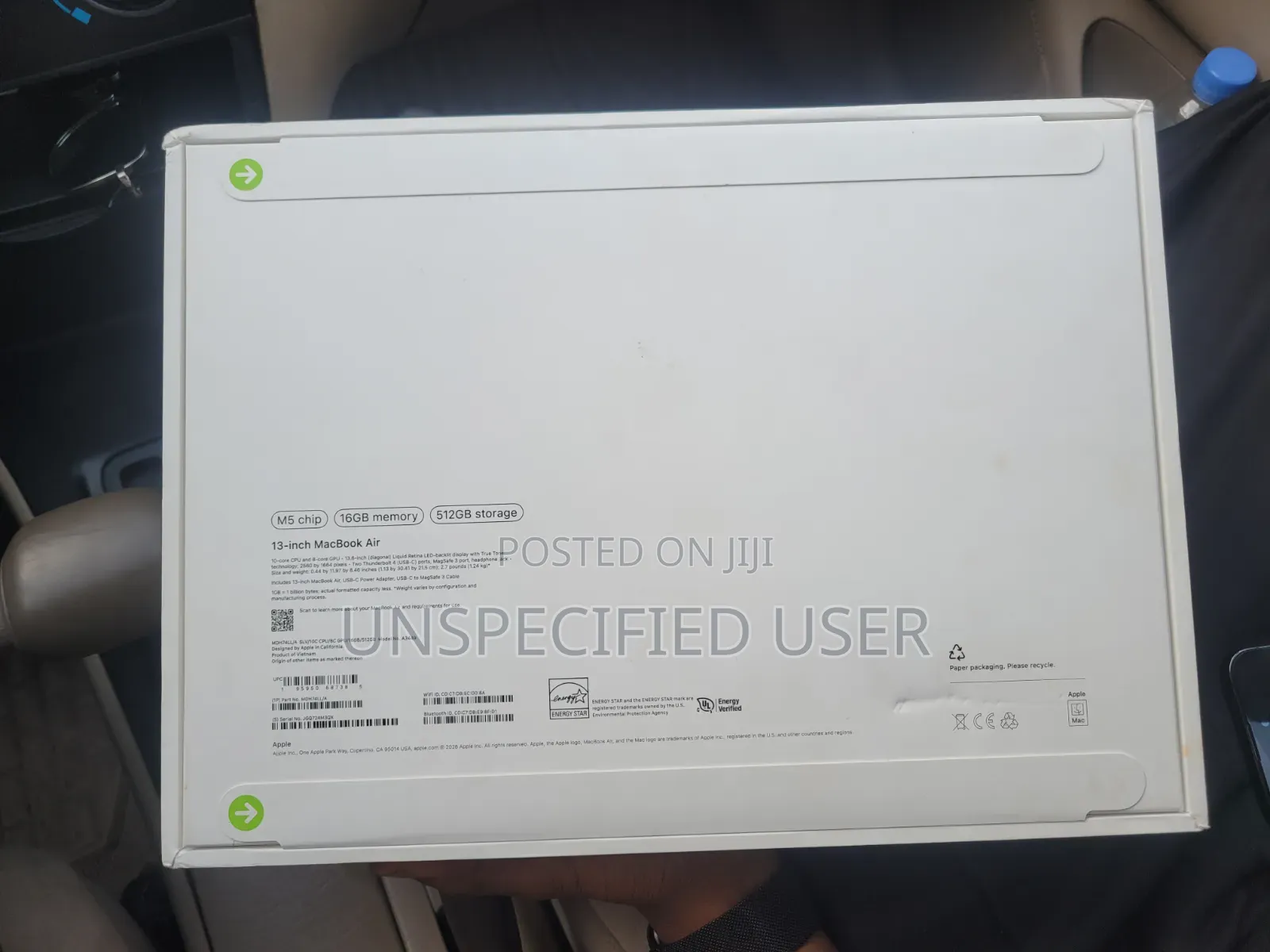 New Laptop Apple MacBook Air 2026 M5 16GB Apple M5 SSD 512GB
