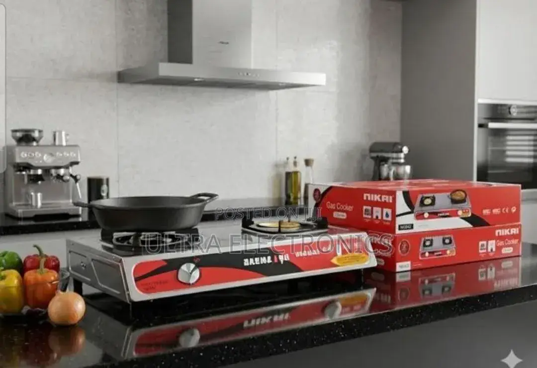 Nikai 2-Burner Gas Stove Features Auto-Ignition Stainless Steel Body