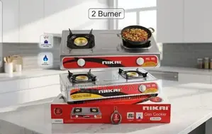 Nikai 2-Burner Gas Stove Features Auto-Ignition Stainless Steel Body