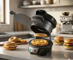 Sokany Hamburger and Sandwich Maker Features a Compact, Black Design