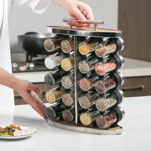 Spice Rack Organizer 16 Jars for Kitchen Cabinet Seasoning Storage