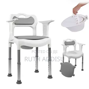 DFMKLL Bariatric Toilet Seat Mobile Nursing Chair Adjustable ኮሞድ ፖፖ