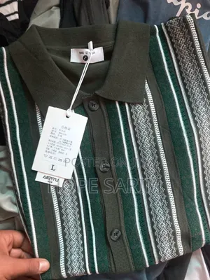 Striped Knitted Short-Sleeve Polo Shirt