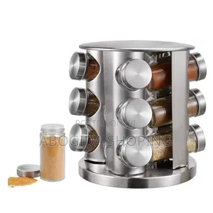 12 Jar Spice Organizer Rack With Rotating Stand