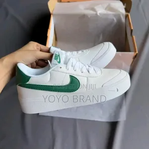 Nike Court Shot Shoes White Leather Upper/Green