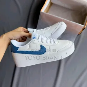 Nike Court Shot Shoes White Leather Upper White/ Blue