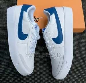 Nike Court Shot Shoes White Leather Upper White/ Blue
