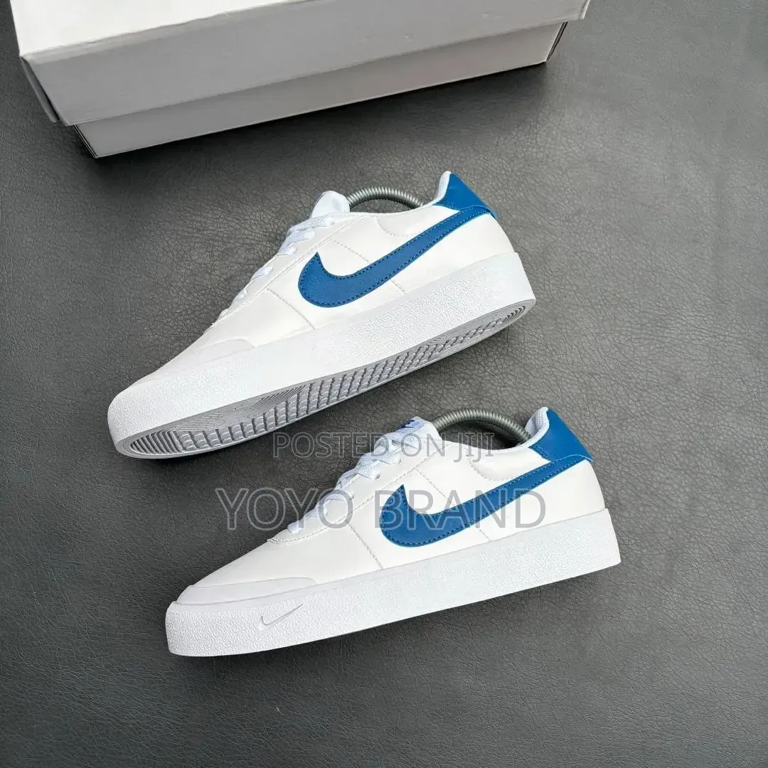 Nike Court Shot Shoes White Leather Upper White/ Blue