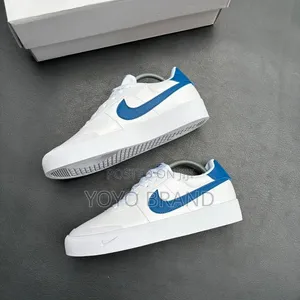 Nike Court Shot Shoes White Leather Upper White/ Blue