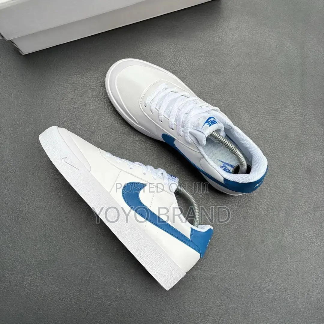 Nike Court Shot Shoes White Leather Upper White/ Blue
