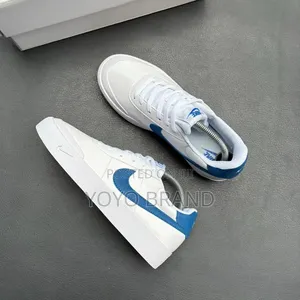 Nike Court Shot Shoes White Leather Upper White/ Blue