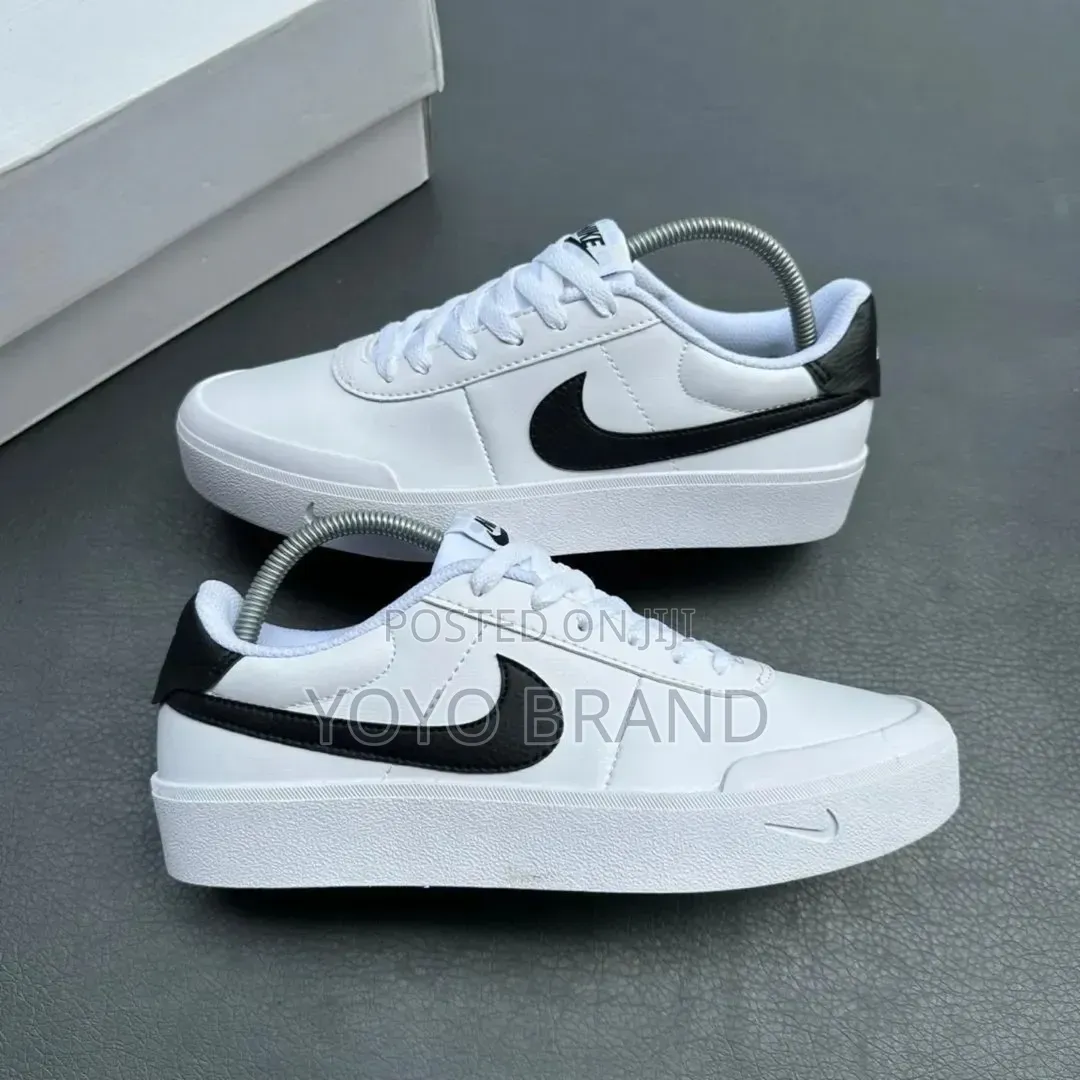 Nike Court Shot Shoes in White Black Swoosh