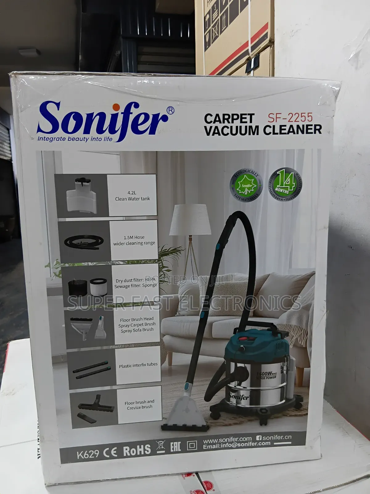 Sonifer Carpet Vacuum Cleaner 20l Powerful 1600w Motor
