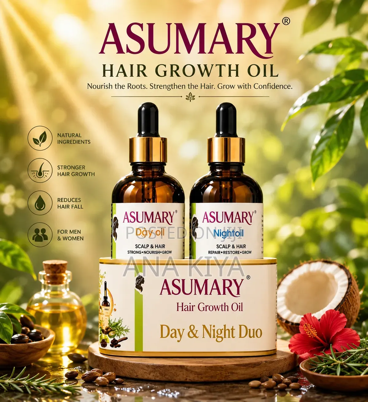 Original Asumary Hair Growth Oil 
Day and Night Duo