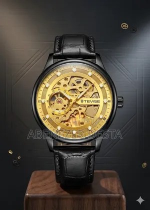 Tevise Automatic Mechanical Watch Featuring a Prominent Skeleton Dial