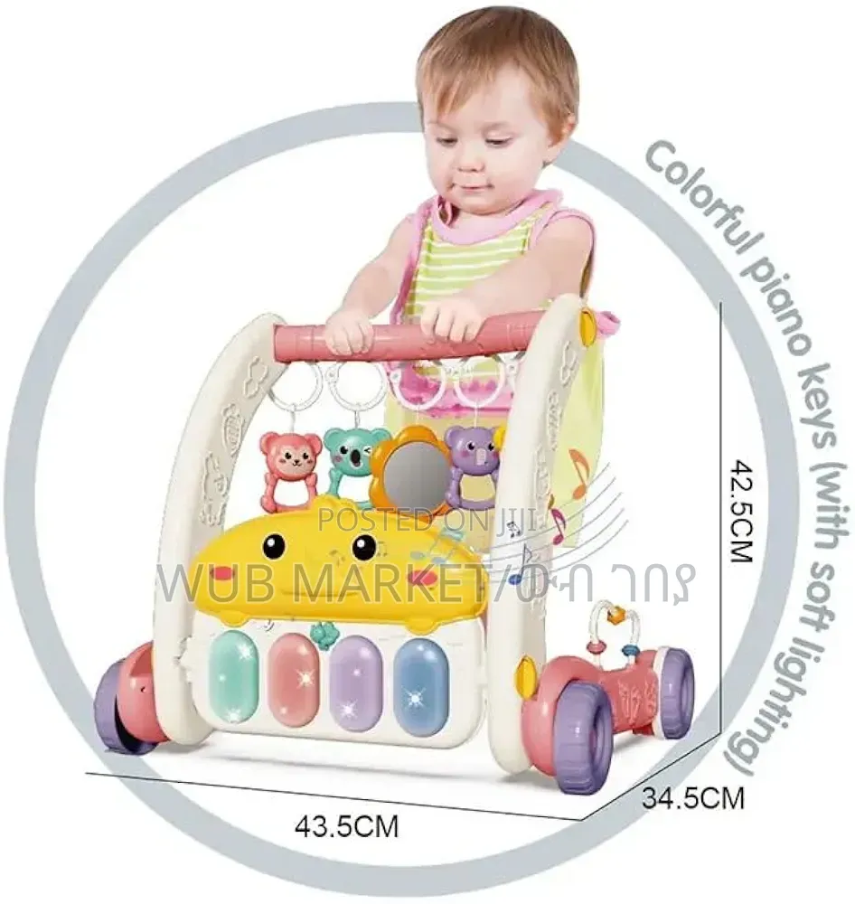 2-in-1 Baby Walker Piano Play Gym | ዘመናዊ ፒያኖ እና እርምጃ ማለማመጃ