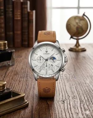 Longbo Brand Quartz Watch Featuring a Chronograph Brown Leather