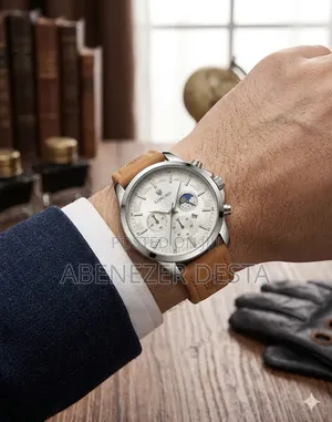 Longbo Brand Quartz Watch Featuring a Chronograph Brown Leather