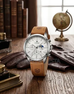 Longbo Brand Quartz Watch Featuring a Chronograph Brown Leather