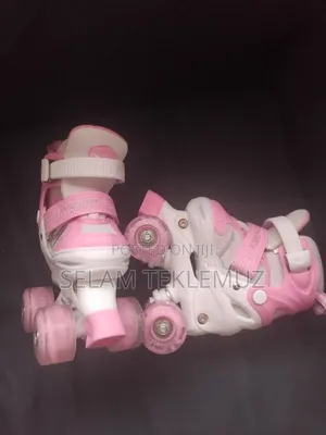 Roller Skates, Helmet Pads Set – Pink, Adjustable Size