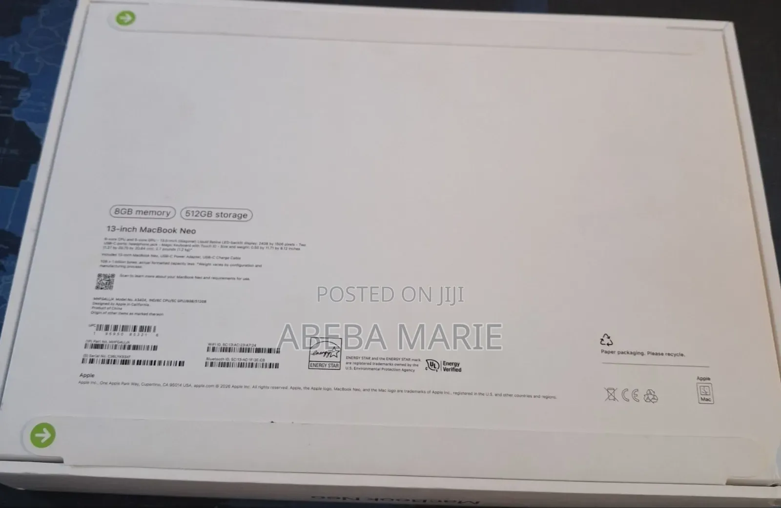 New Laptop Apple MacBook Neo 2026 8GB Apple M5 Pro SSD 512GB
