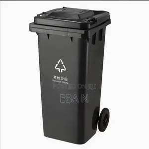 120l Waste Trash Can With Wheels Lid – Black