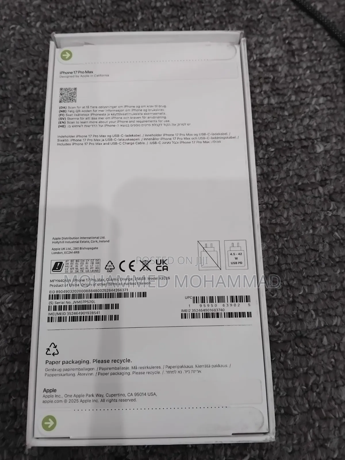 New Apple iPhone 17 Pro Max 256 GB Orange