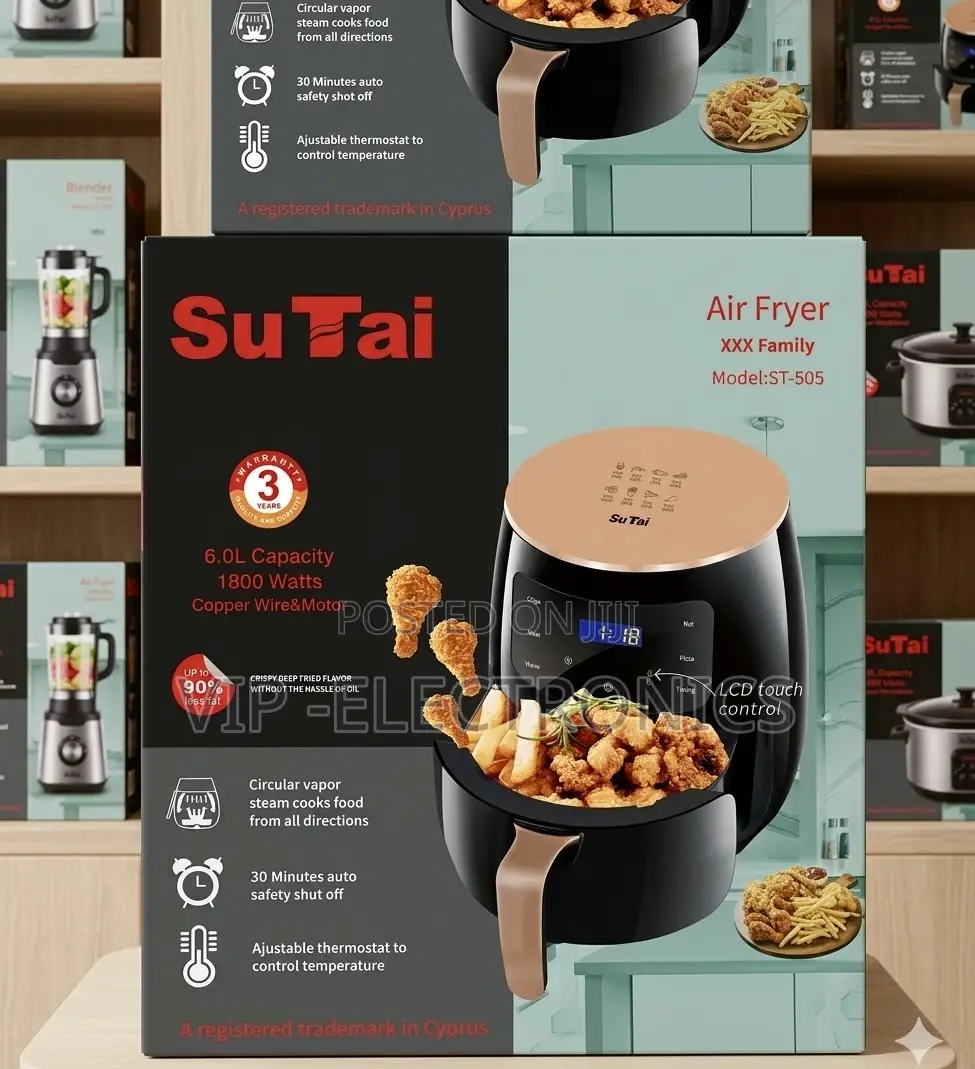 Sutai Air Fryer 6.0l Digital –1800w Smart Oil-Free Cooker
