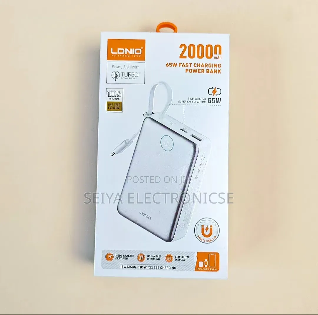 Ldnio 20,000mah Wireless Power Bank, 65w Fast Laptop Charging
