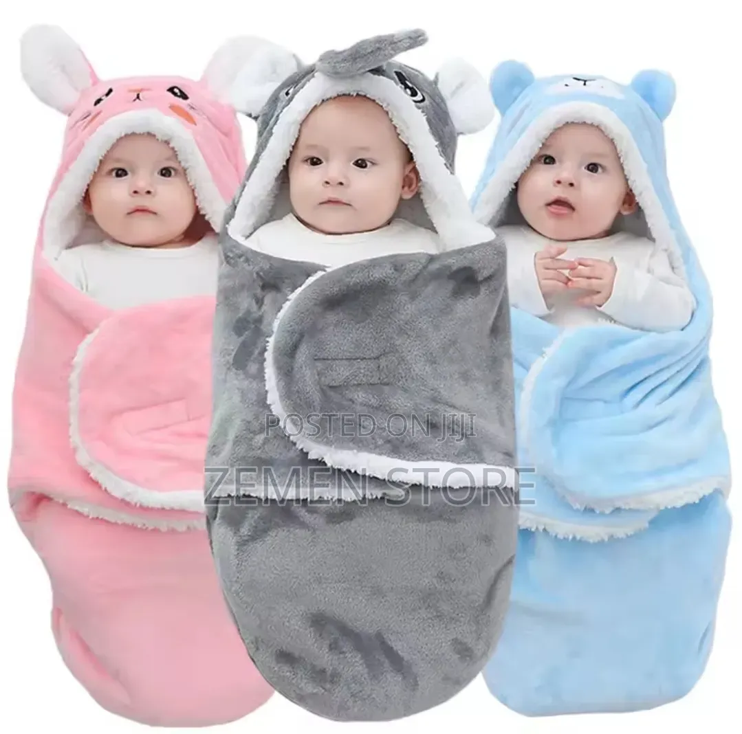 Cute Plush Bunny Ear Baby Swaddle Blanket የልጆች መጠቅለያ ልብስ