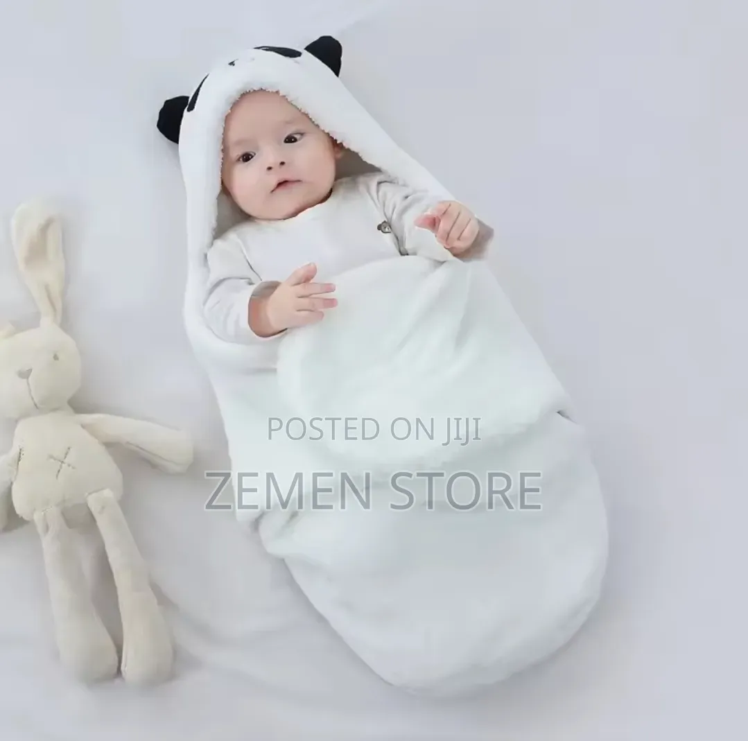 Cute Plush Bunny Ear Baby Swaddle Blanket የልጆች መጠቅለያ ልብስ